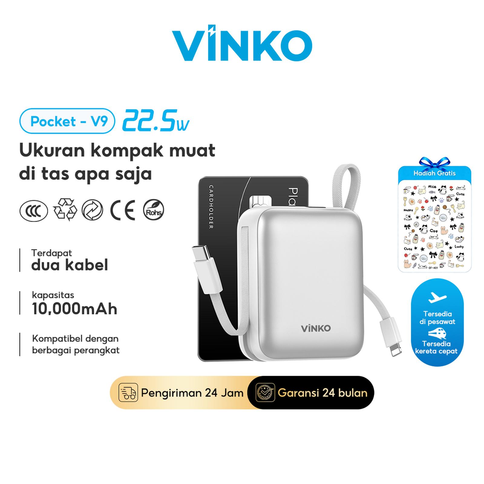 [Tersertifikasi CCC]VINKO V9 Mini Powerbank 10000mAh 22.5W Fast Charging Power bank With USB-C