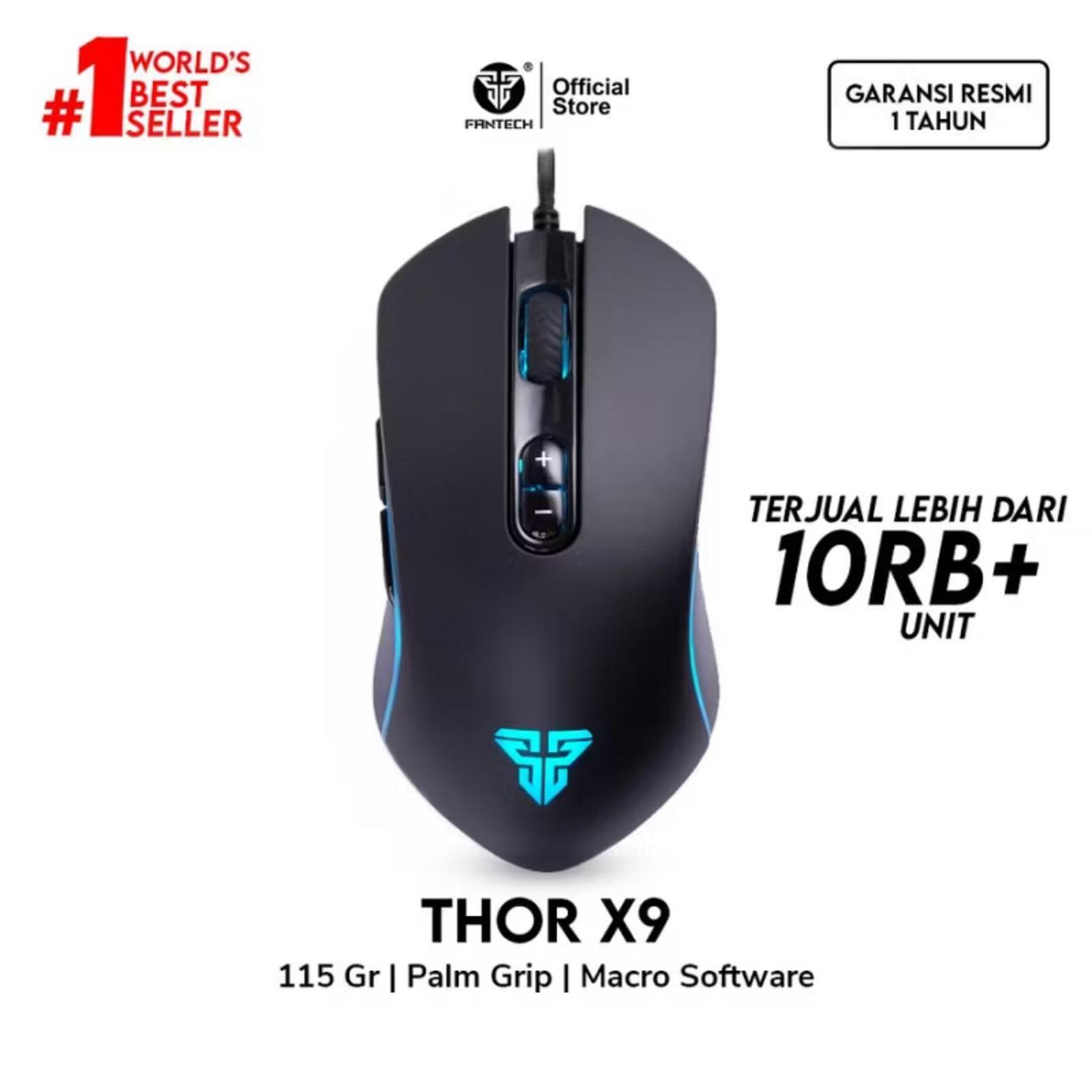 Fantech THOR X9 Gaming Mouse Standard Macro Komputer Kabel - Hitam