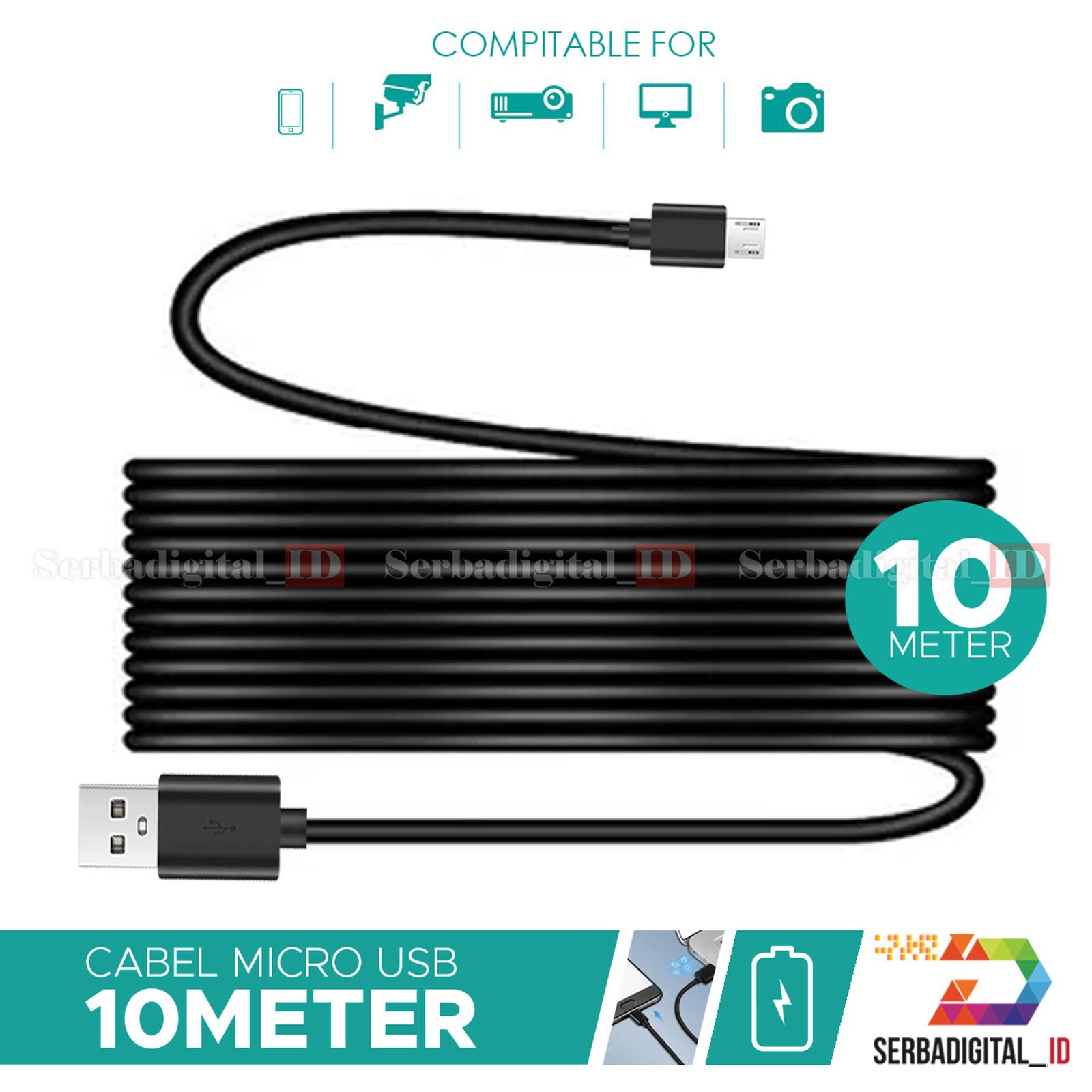 Cable/Kabel Micro USB 10 Meter Cable Power For IP Camera,Action Cam - Putih