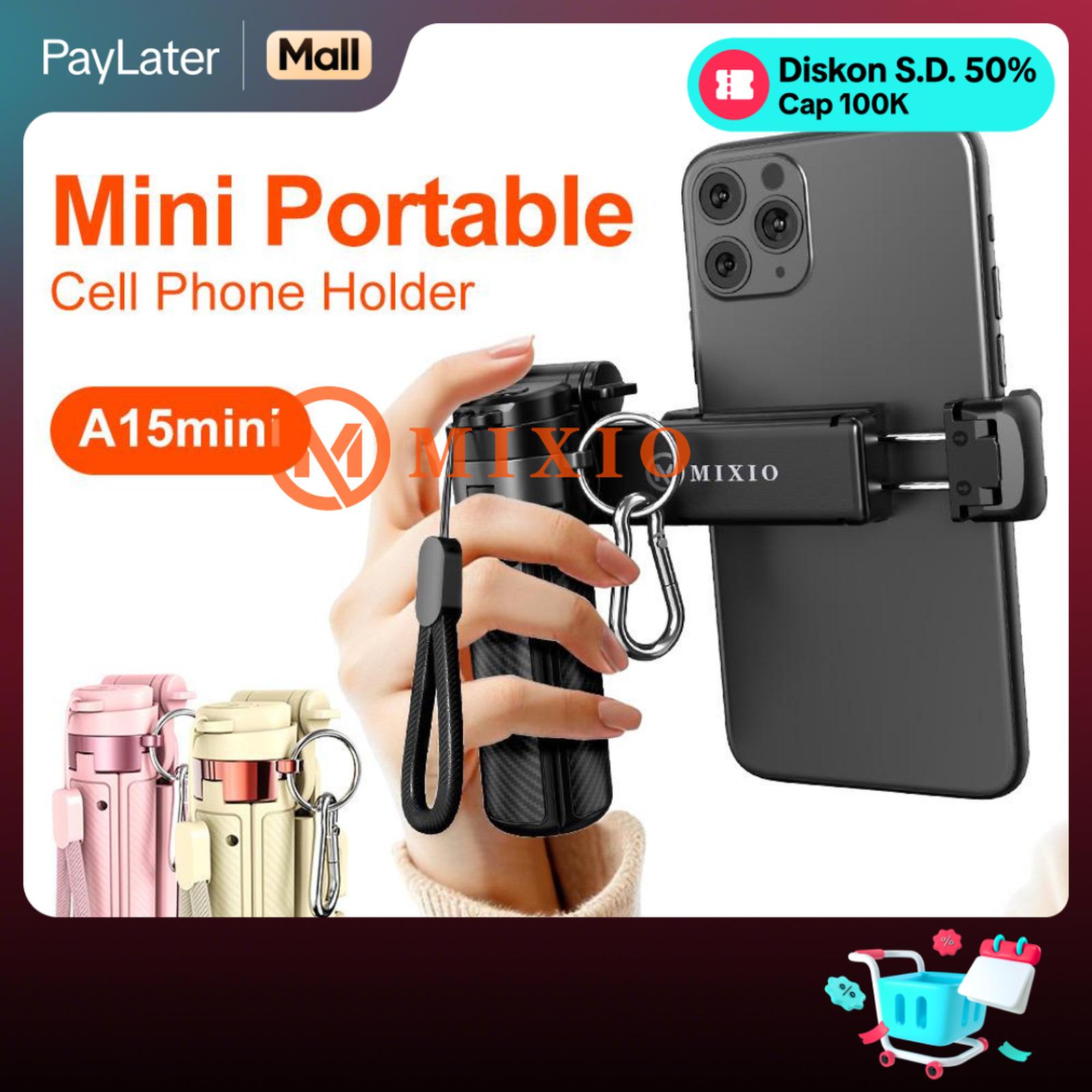 MIXIO A15 Mini Premium Pocket Grip Tripod Mini Selfie Stick Remote Control Tripod 3 In 1 Tongsis Tripo…