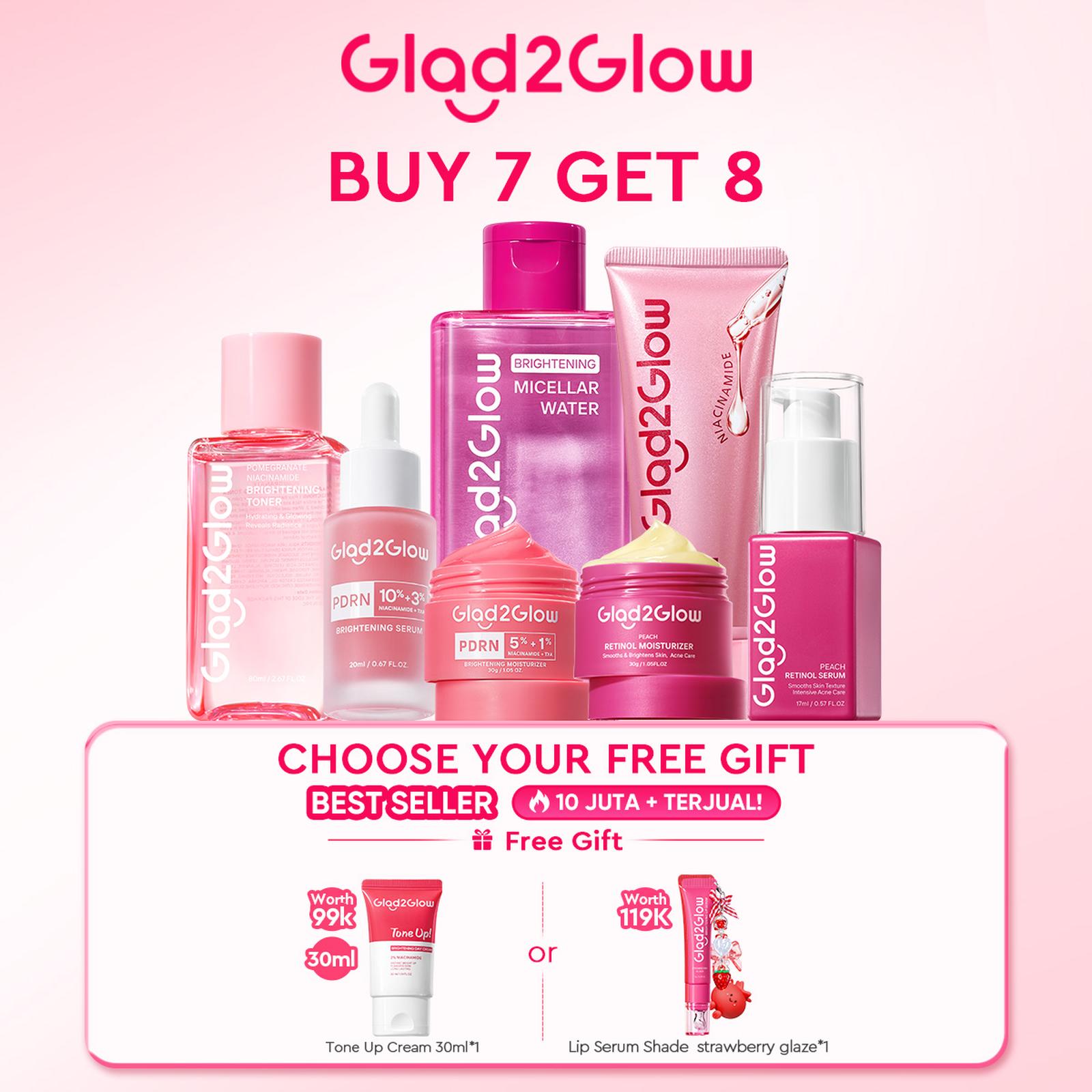 Glad2Glow 8in1 Super Glow Set-Brightening Micellar Water+Moist+Toner+Milk Cleanser+Brightening Serum+Rโฆ