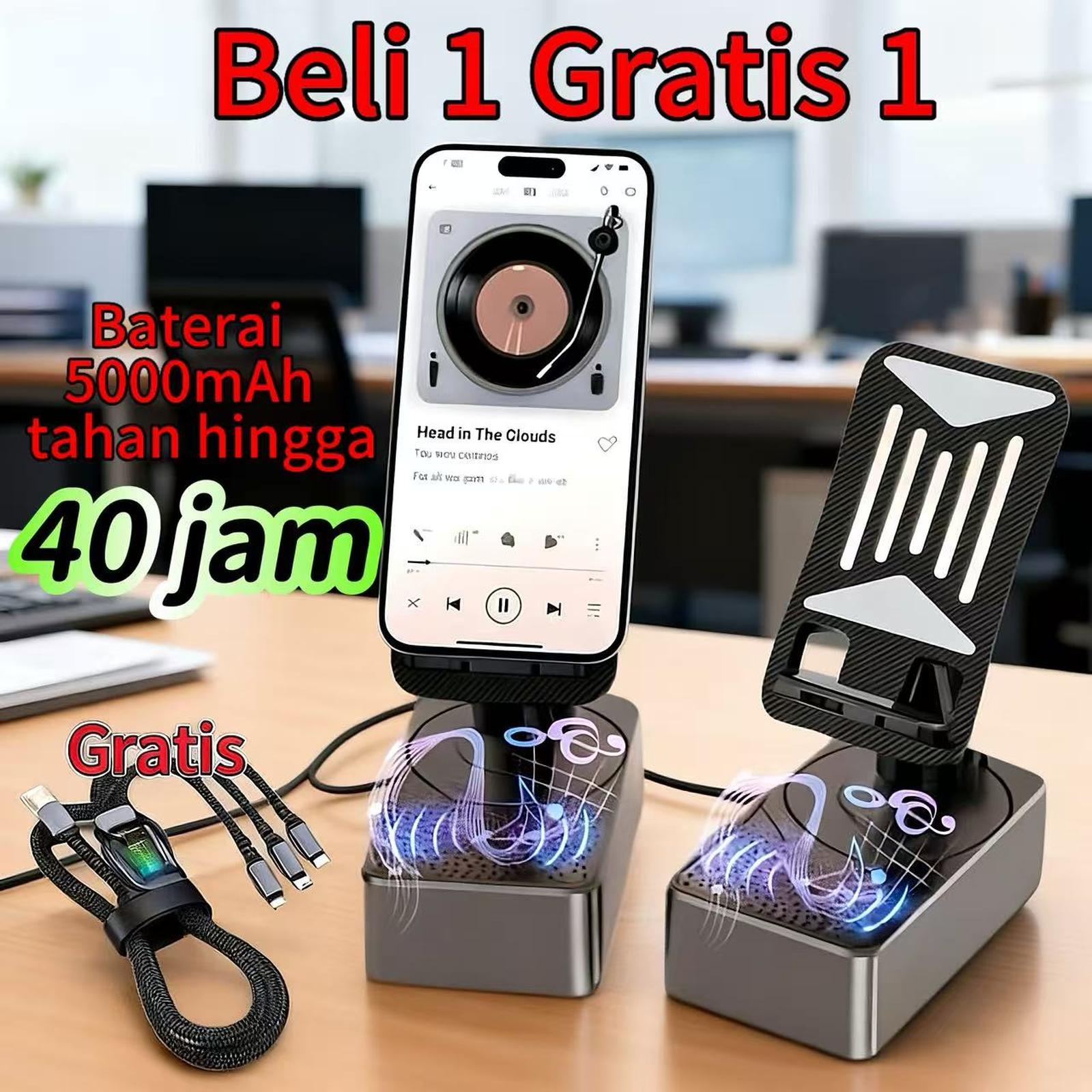 Beli speaker dapat kabel data 3-in-1 gratis 5000MA holder hp bisa puter dan bisa pakai speaker bluetoo…