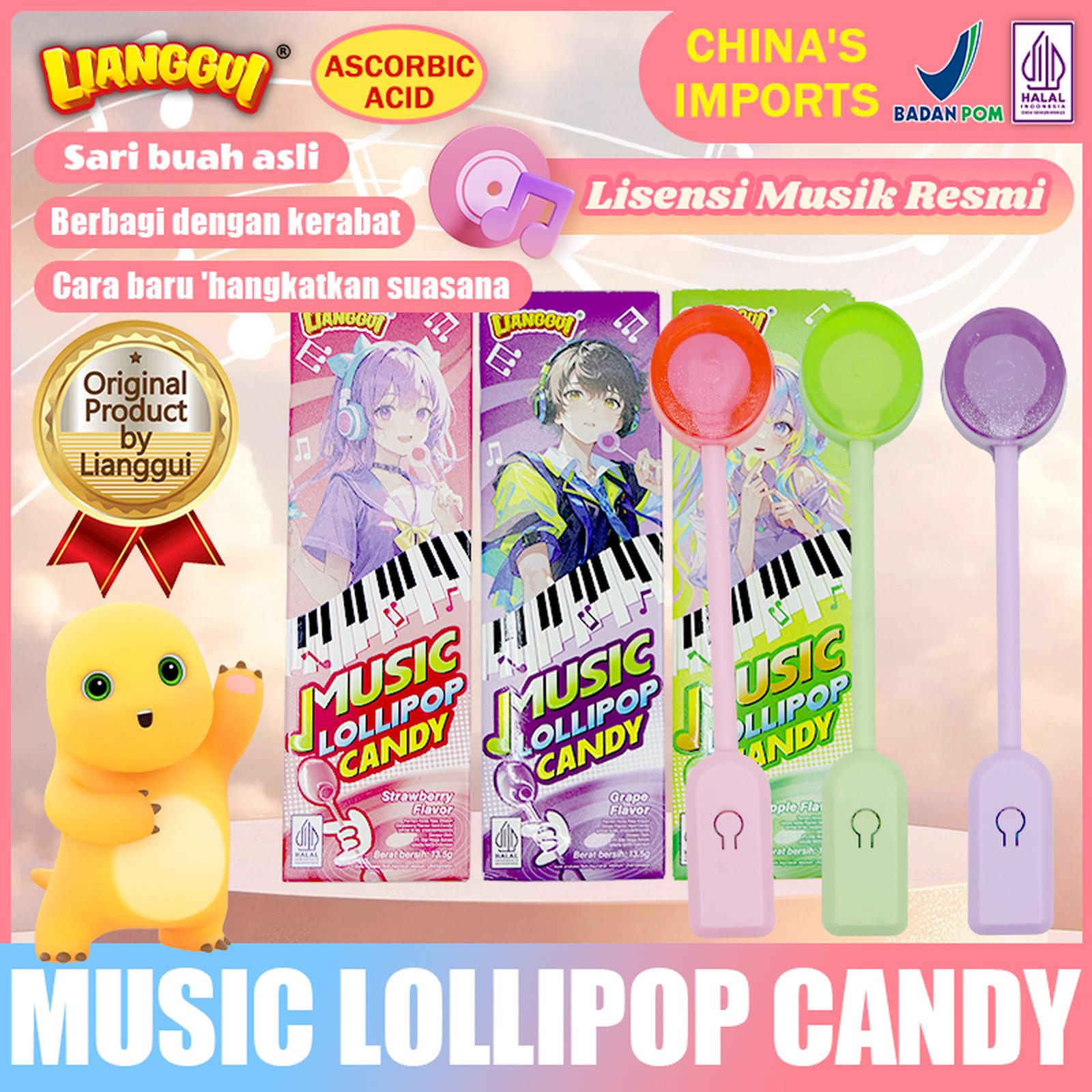 [HALAL] LIANGGUI Lollipop Musik, Permen yang bisa bernyanyi! Permen Viral. Tiga rasa: anggur, stroberi…