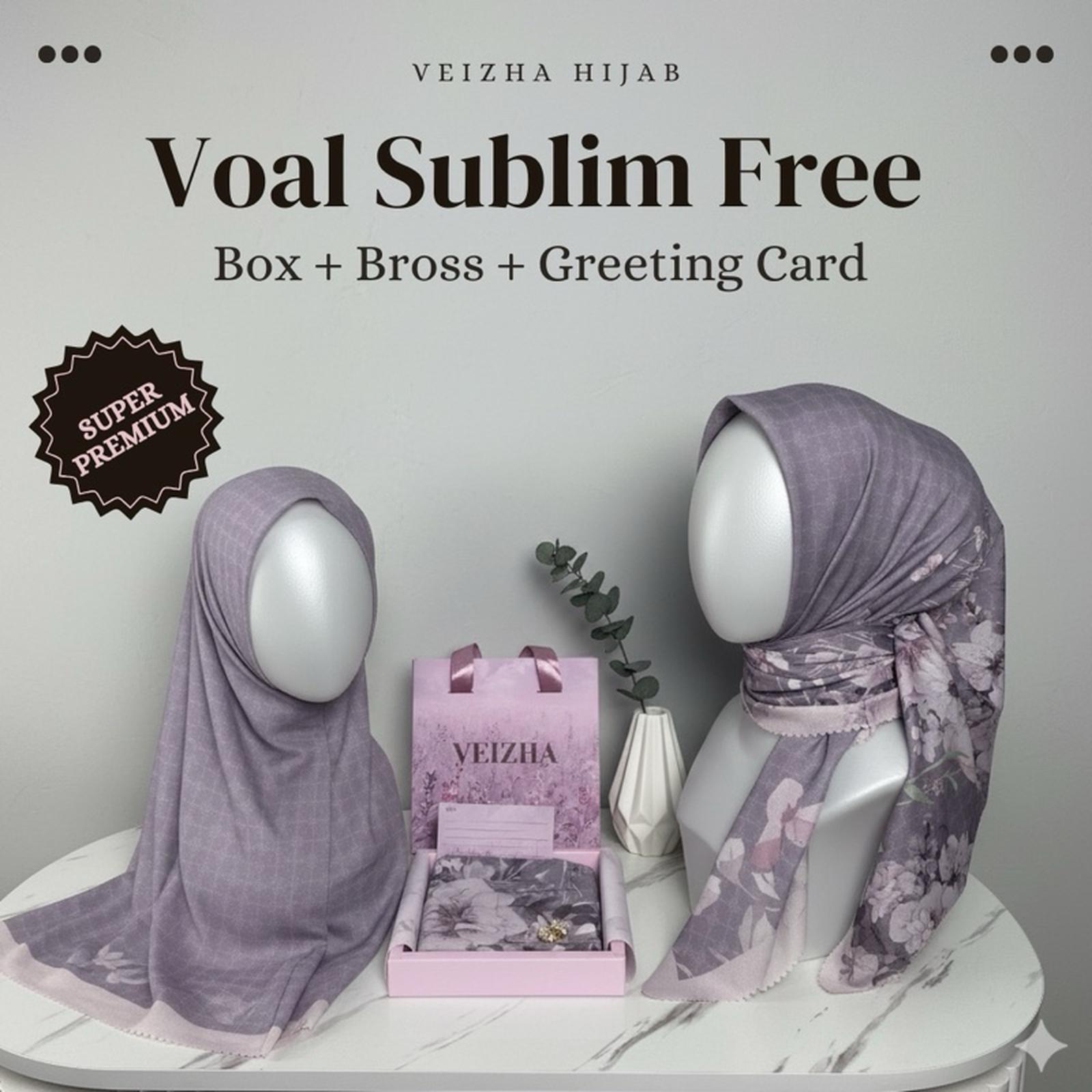 Voal Motif Sublim Free Box Tebal, Bros & Greeting card Kerudung Segi Empat - Ayra 1