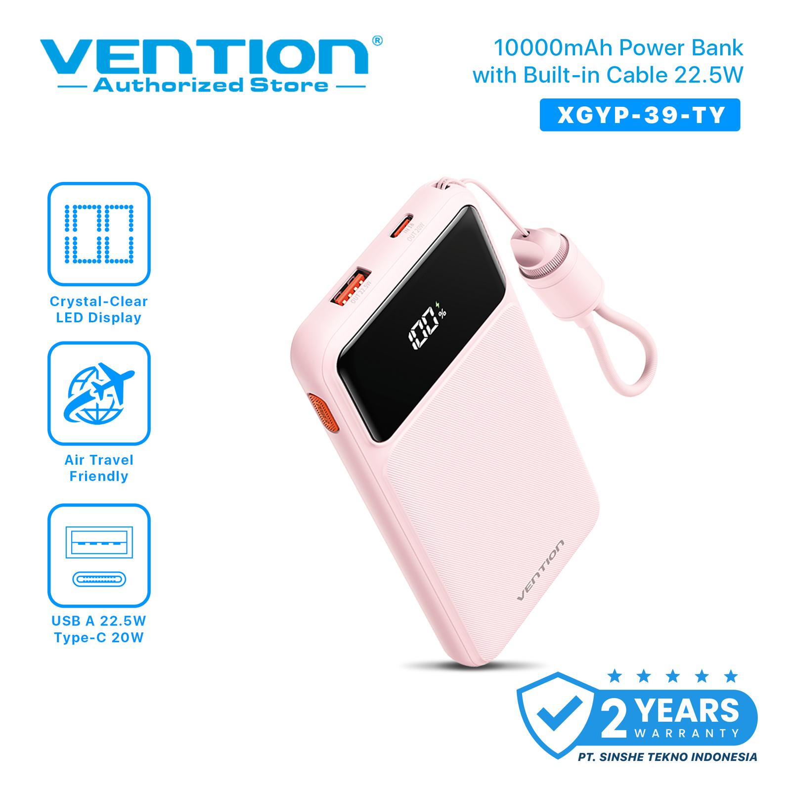 Vention CCC Powerbank X Series Built-in Cable Fast Charging 10000mAh 20000mAh LED Display Fast Chargin…