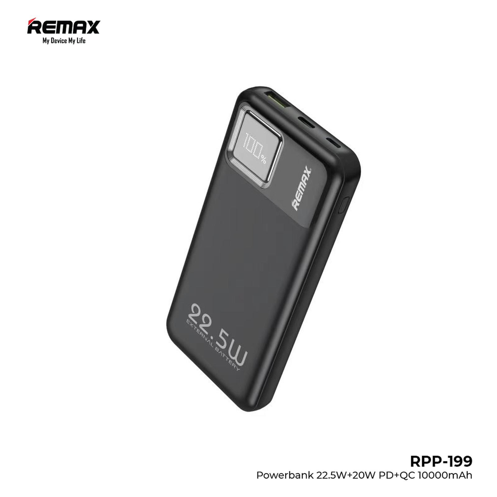 Remax Powerbank Slim RPP-199 10000mAh PD+QC 22.5W Digital Display Flight Friendly Original - White