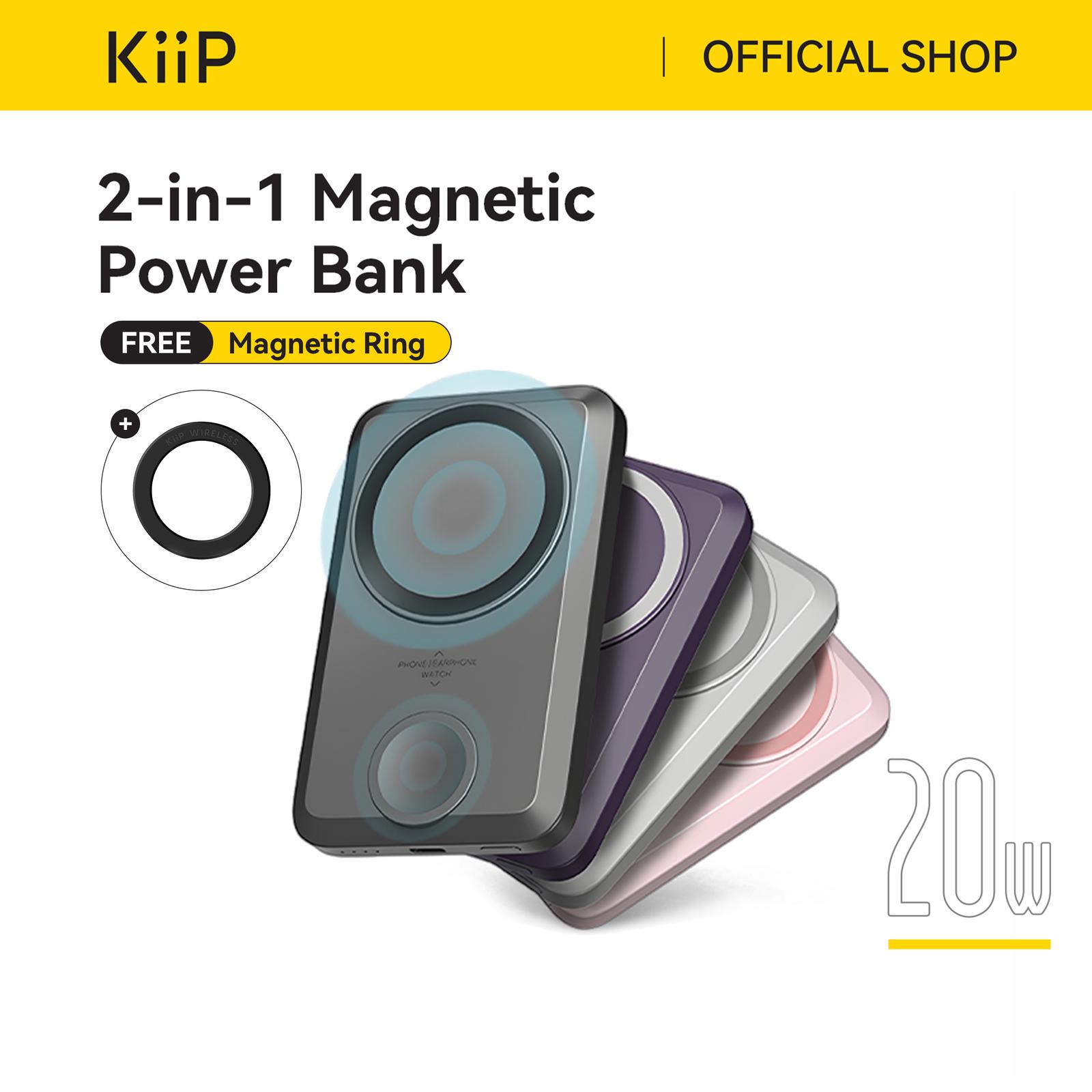 KiiP EW31 2in1 Power Bank Wireless Magnetic Power Bank 10000 mAh Type C PD - Abu-abu
