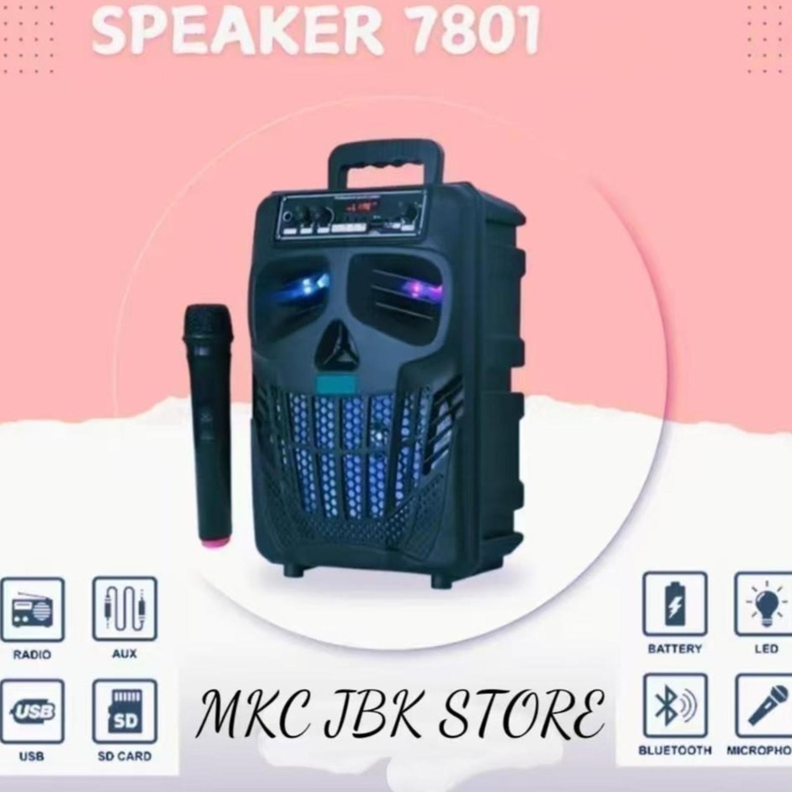 MKC Kimiso Speaker Bluetooth QS-7801 Full Bass 8.8Inch Dengan Microfon Kabel & Wireless Karaoke FM Rad…