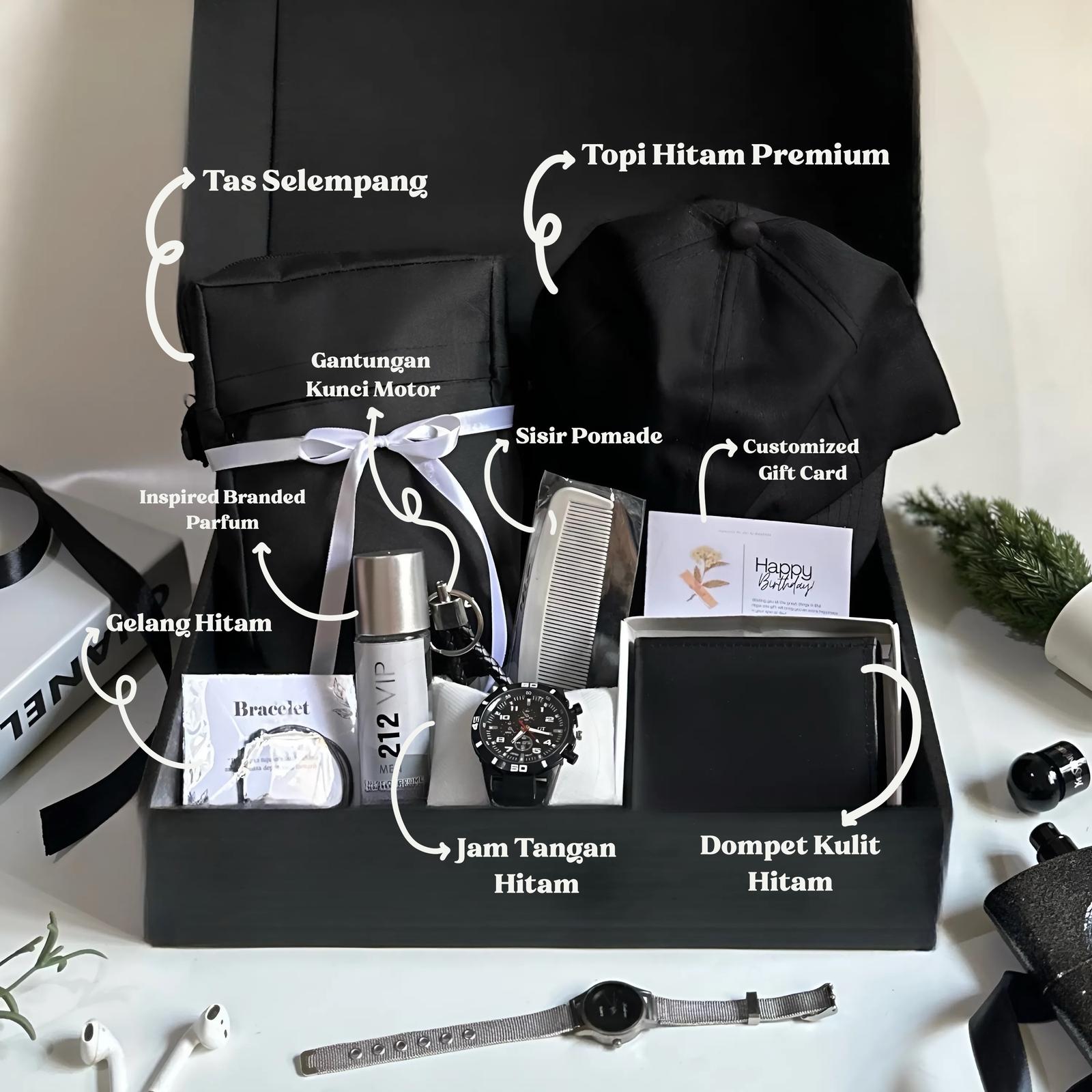 Kadodibox Paket Kado Cowok Aesthetic Hadiah Pacar Cowok Unik Bermanfaat Hampers hadiah Cowok Hitam Pacโฆ