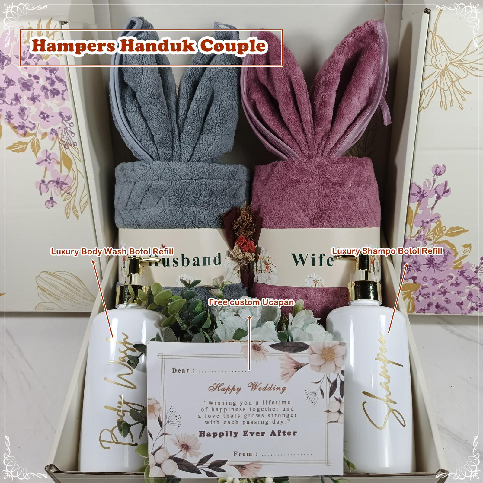 KADOINAJA Hampers Handuk Couple Set Lembut Kado Pernikahan Unik dan Menarik dengan 2 Handuk Motif Sera…